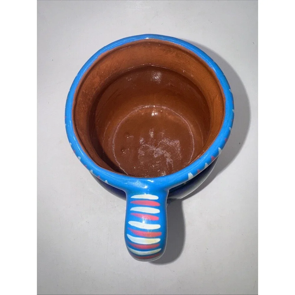 Hand Painted Terracotta Mexican Folk Art Talavera Story Telling Coffee Mug - Picture 5 of 6